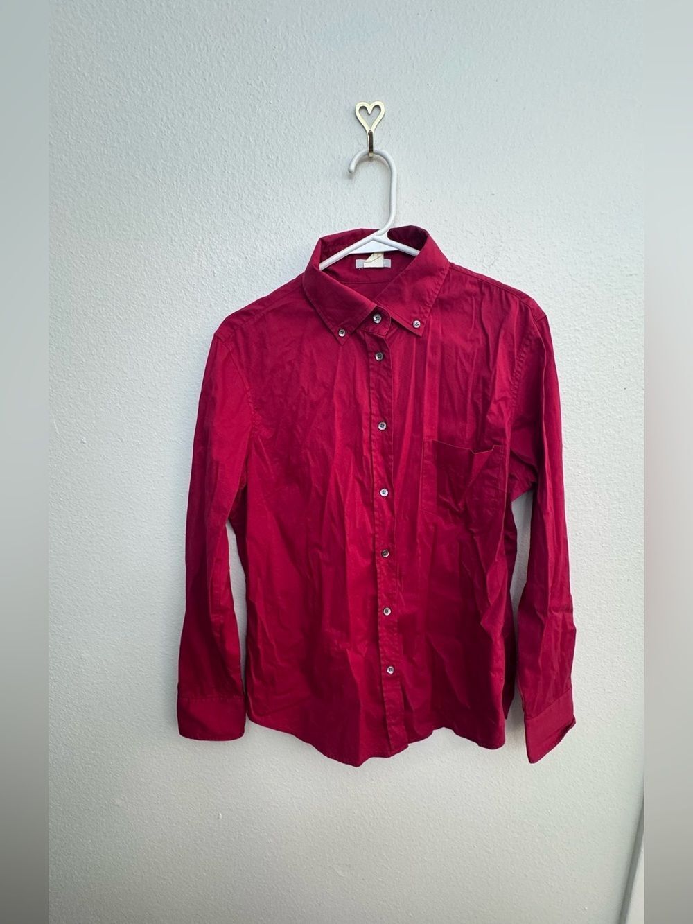 EUC Vintage J. Crew Deep Red Button-Down Shirt - Size 14